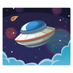 Ufo-alien-spaceship-galaxy Two Sides Premium Plush Fleece Blanket (small) by Salman4z