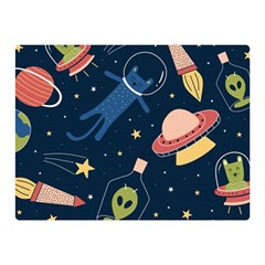 Seamless-pattern-with-funny-aliens-cat-galaxy Two Sides Premium Plush Fleece Blanket (mini) by Salman4z