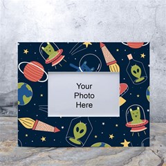 Seamless-pattern-with-funny-aliens-cat-galaxy White Tabletop Photo Frame 4 x6  by Salman4z