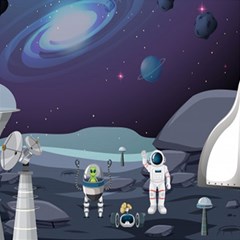 Alien-astronaut-scene Play Mat (rectangle) by Salman4z