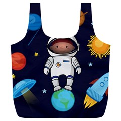 Boy-spaceman-space-rocket-ufo-planets-stars Full Print Recycle Bag (xxl) by Salman4z