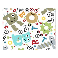 Seamless-pattern-vector-with-funny-robots-cartoon Two Sides Premium Plush Fleece Blanket (large) by Salman4z