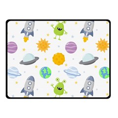 Seamless-pattern-cartoon-space-planets-isolated-white-background Fleece Blanket (small) by Salman4z