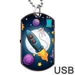 Spaceship-astronaut-space Dog Tag USB Flash (One Side) Front