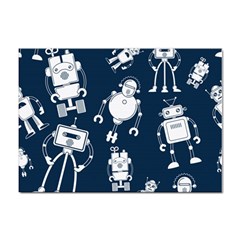 White-robot-blue-seamless-pattern Sticker A4 (100 Pack) by Salman4z