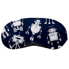 White-robot-blue-seamless-pattern Sleeping Mask by Salman4z