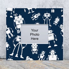 White-robot-blue-seamless-pattern White Wall Photo Frame 5  X 7  by Salman4z