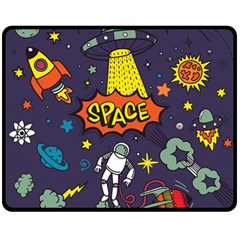 Vector-flat-space-design-background-with-text -- Two Sides Fleece Blanket (medium) by Salman4z