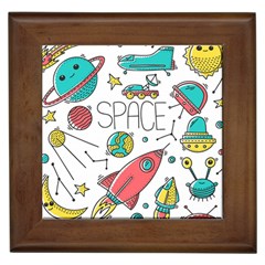 Space-cosmos-seamless-pattern-seamless-pattern-doodle-style Framed Tile by Salman4z