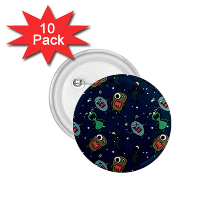 Monster-alien-pattern-seamless-background 1.75  Buttons (10 pack)