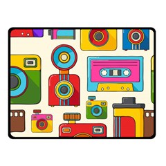 Retro-cameras-audio-cassettes-hand-drawn-pop-art-style-seamless-pattern Fleece Blanket (small) by Salman4z