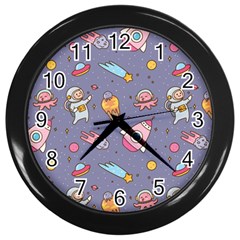 Outer-space-seamless-background Wall Clock (black) by Salman4z