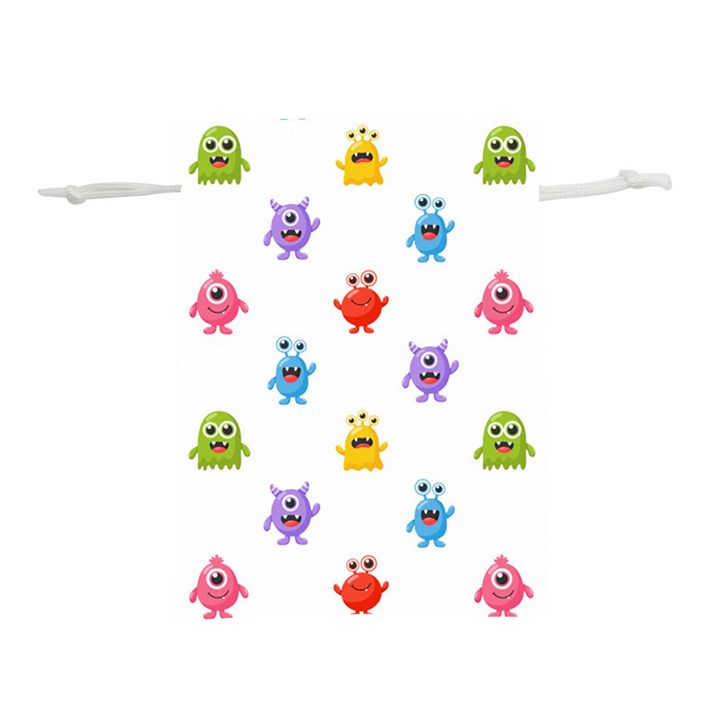 Seamless-pattern-cute-funny-monster-cartoon-isolated-white-background Lightweight Drawstring Pouch (S)