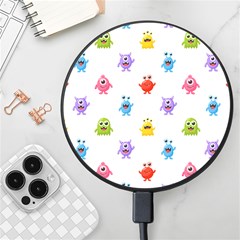 Seamless-pattern-cute-funny-monster-cartoon-isolated-white-background Wireless Fast Charger(black) by Salman4z