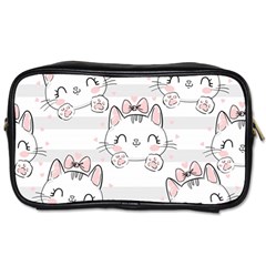 Cat-with-bow-pattern Toiletries Bag (two Sides) by Salman4z