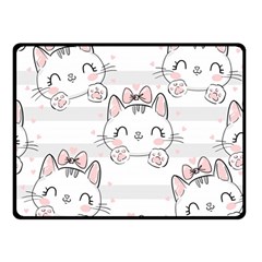 Cat-with-bow-pattern Fleece Blanket (small) by Salman4z