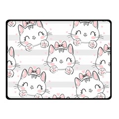 Cat-with-bow-pattern Two Sides Fleece Blanket (small) by Salman4z