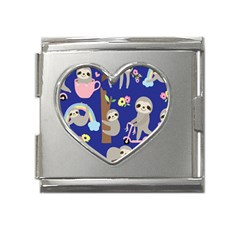 Hand-drawn-cute-sloth-pattern-background Mega Link Heart Italian Charm (18mm) by Salman4z