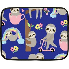 Hand-drawn-cute-sloth-pattern-background Two Sides Fleece Blanket (mini) by Salman4z