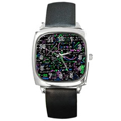 Math-linear-mathematics-education-circle-background Square Metal Watch by Salman4z