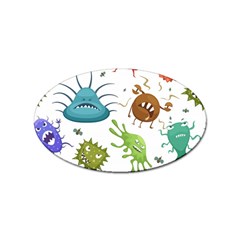 Dangerous-streptococcus-lactobacillus-staphylococcus-others-microbes-cartoon-style-vector-seamless Sticker (oval) by Salman4z