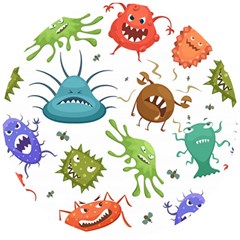 Dangerous-streptococcus-lactobacillus-staphylococcus-others-microbes-cartoon-style-vector-seamless Wooden Puzzle Round by Salman4z