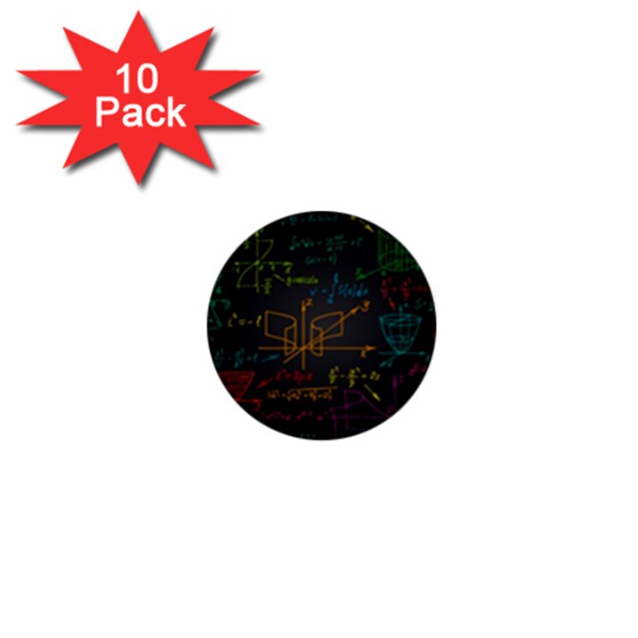 Mathematical-colorful-formulas-drawn-by-hand-black-chalkboard 1  Mini Buttons (10 pack) 