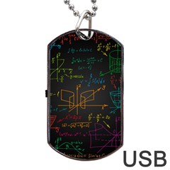 Mathematical-colorful-formulas-drawn-by-hand-black-chalkboard Dog Tag Usb Flash (one Side) by Salman4z