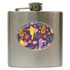 Exotic-seamless-pattern-with-parrots-fruits Hip Flask (6 Oz) by Salman4z