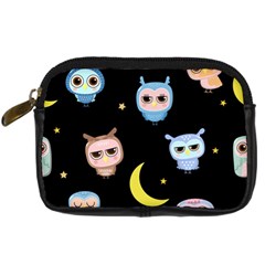 Cute-owl-doodles-with-moon-star-seamless-pattern Digital Camera Leather Case by Salman4z