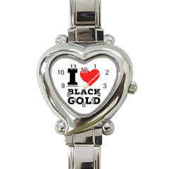 I Love Black Gold Heart Italian Charm Watch by ilovewhateva