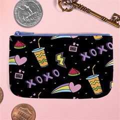 Cute-girl-things-seamless-background Large Coin Purse by Salman4z