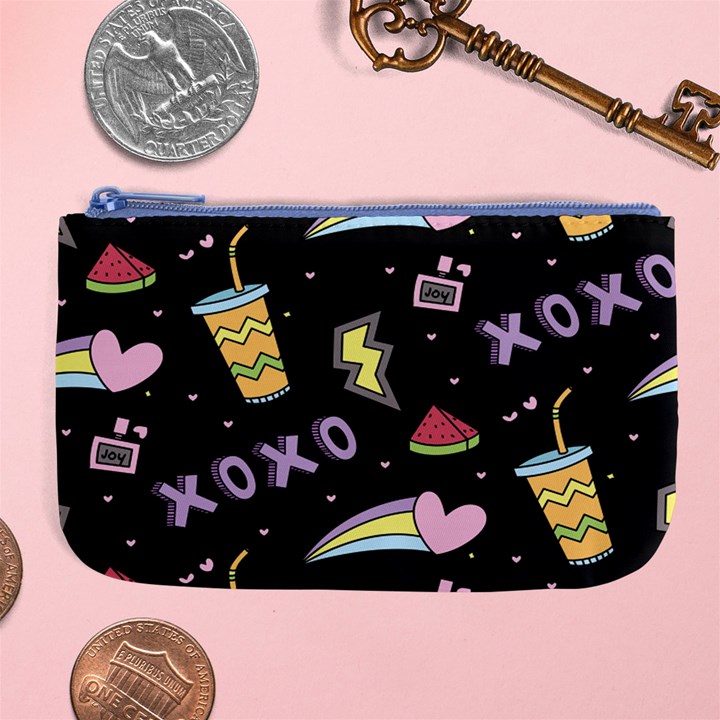 Cute-girl-things-seamless-background Large Coin Purse