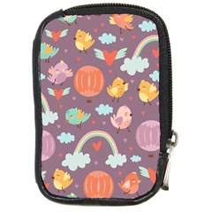 Cute-seamless-pattern-with-doodle-birds-balloons Compact Camera Leather Case by Salman4z