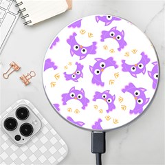 Purple-owl-pattern-background Wireless Fast Charger(white) by Salman4z