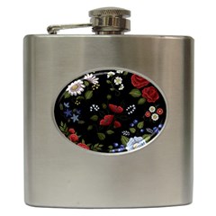 Floral-folk-fashion-ornamental-embroidery-pattern Hip Flask (6 Oz) by Salman4z