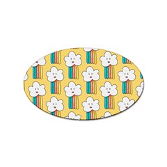 Smile-cloud-rainbow-pattern-yellow Sticker (oval) by Salman4z