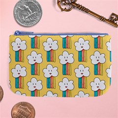 Smile-cloud-rainbow-pattern-yellow Large Coin Purse by Salman4z