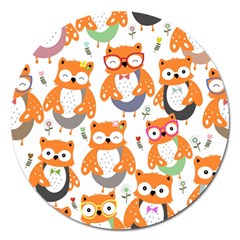 Cute-colorful-owl-cartoon-seamless-pattern Magnet 5  (round) by Salman4z