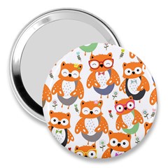 Cute-colorful-owl-cartoon-seamless-pattern 3  Handbag Mirrors by Salman4z