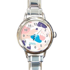 Hand-drawn-abstract-organic-shapes-background Round Italian Charm Watch by Salman4z