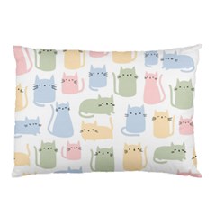 Cute-cat-colorful-cartoon-doodle-seamless-pattern Pillow Case by Salman4z