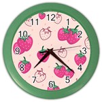 Seamless-strawberry-fruit-pattern-background Color Wall Clock Front