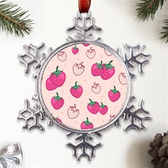 Seamless-strawberry-fruit-pattern-background Metal Large Snowflake Ornament by Salman4z