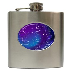 Realistic-night-sky-poster-with-constellations Hip Flask (6 Oz) by Salman4z