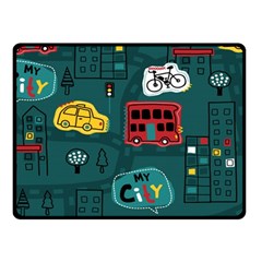 Seamless-pattern-hand-drawn-with-vehicles-buildings-road Fleece Blanket (small) by Salman4z