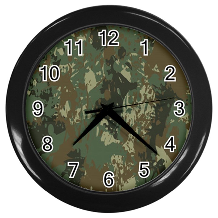 Camouflage-splatters-background Wall Clock (Black)