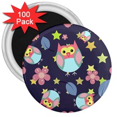 Owl-stars-pattern-background 3  Magnets (100 Pack) by Salman4z