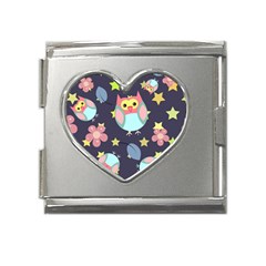 Owl-stars-pattern-background Mega Link Heart Italian Charm (18mm) by Salman4z