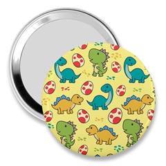 Seamless Pattern With Cute Dinosaurs Character 3  Handbag Mirrors by pakminggu